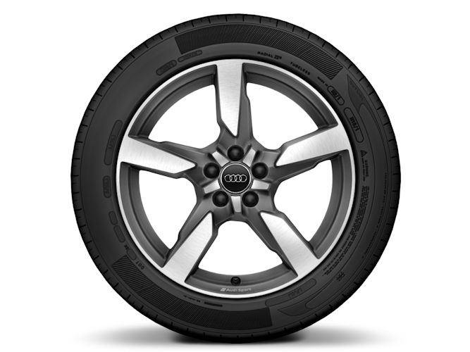 5-eget polygondesign, mat titaniumoptik (7,5J x 17"), Audi Sport
